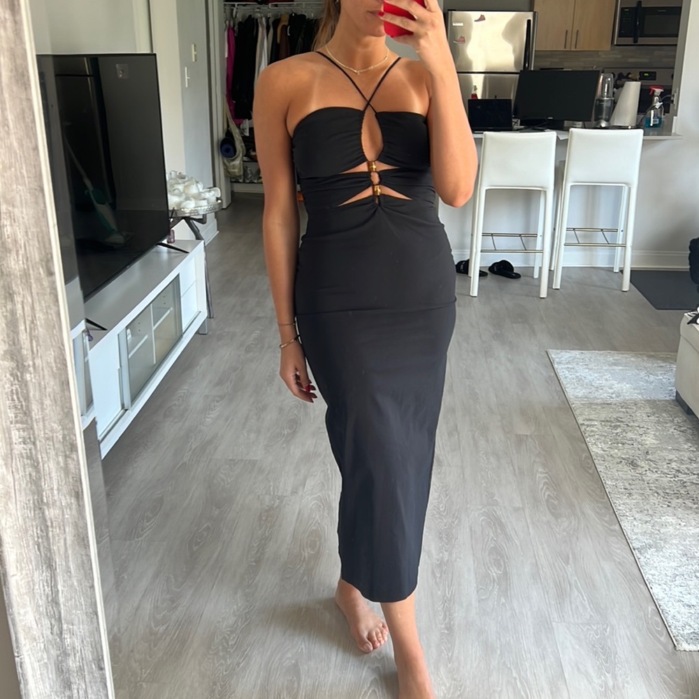 Zara Linen Blend Cut-Out Dress